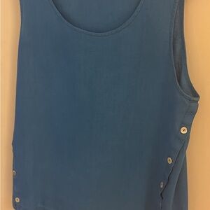 RACHEL Rachel Roy Blue Button-Detail Tank Top